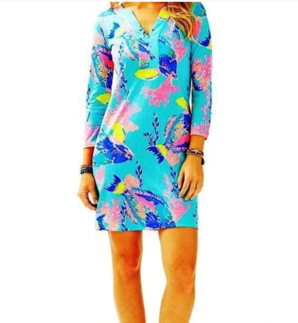 Lily Pulitzer Riva Dress Shorely Blue Sandstorm, Size XL